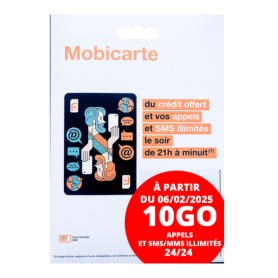 Carte SIM Prépayée Orange Mobicarte Zen - 10 Go Internet + Appels/SMS/MMS Illimités | Sans Abonnement