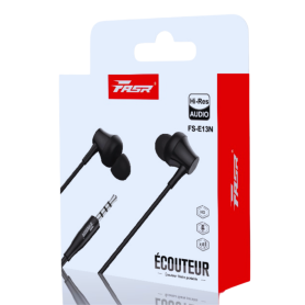 Écouteurs Jack Avec Fil E13N FASR - Son Haute Qualité et Confort - Couleur Noire