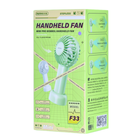 Mini Ventilateur Portable 1200mAh REMAX F33 - Support Intégré & 3 Vitesses - Compact & Efficace - Blanc