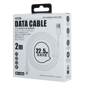 Câble USB C TYPE-C 22.5W REMAX RC-183a Marlik 2M Blanc - Charge Rapide et Résistant
