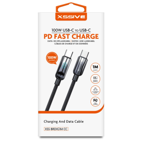 Câble de Charge USB-C vers USB-C XSSIVE avec Écran 1m - Haute Vitesse et Fiabilité