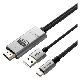 Adaptateur USB-C vers HDMI Mâle 2M + USB-A 1M XSSIVE XSS-HD06 - Connectivité Premium pour Appareils Électroniques