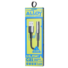 Câble Adaptateur USB Jack 3.5mm Tressé REMAX C21 - 0.12M Noir | Qualité Audio Optimisée