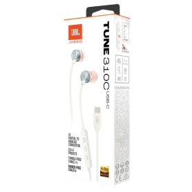 Ecouteurs filaires JBL Tune 310C - Son Exceptionnel & Design Élégant - Blanc