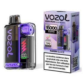 Vapoteuse Rechargeable Vozol Vista Plug 15000 Puffs - Raisin Glacé 2% Nicotine - Type-C 650mAh