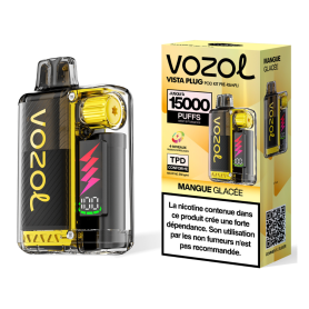 Achetez Vozol Vista Plug Vapoteuse Rechargeable Type-C 650mAh - 15000 Puffs Mangue Glacée 2% Nicotine 10+2ml en Ligne