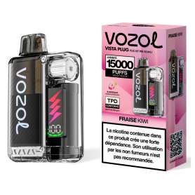 Achetez Vapoteuse Rechargeable Vozol Vista Plug 650mAh 15000 Puffs Fraise Kiwi - 2% Nicotine, Port Type-C