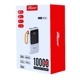 Power Bank 10000 mAh avec 4 Câbles Intégrés - Micro, Type-C, Lightning & USB - FASR FS-B2 - Charge Rapide et Polyvalente pour To