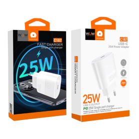 Chargeur Type-C PD 25W WUW C187 Blanc - Recharge Rapide et Efficace pour Tous Vos Appareils