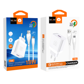 Kit chargeur USB/Type-C T95 18W wuw - Chargement rapide et fiable pour tous vos appareils