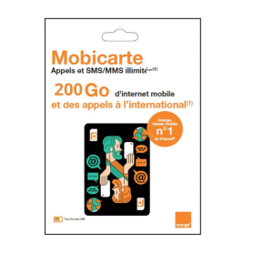 Carte SIM Prépayée Orange Mobicarte - 200 Go Internet Illimité Sans Engagement