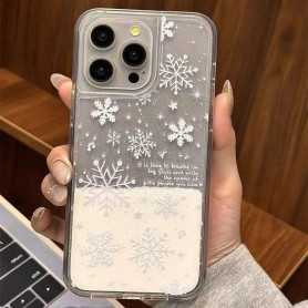 Coque Transparente iPhone Effet Sable Liquide Neige Hiver - Protection Élégante et Unique