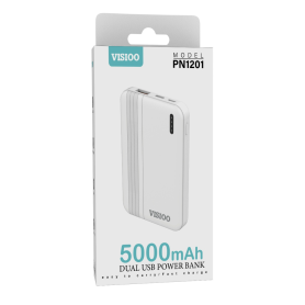 Power Bank 5000mAh VISIOO PN1201 Blanc - Charge Rapide et Portable pour Tous Vos Appareils