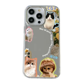 Coque de Protection en Silicone avec Miroir et Motif Chat pour iPhone - Élégance et Sécurité Assurées