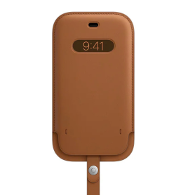 Coque en Cuir Apple Sleeve MagSafe Bronze pour iPhone 12/12 Pro - Protection Élégante et Fonctionnelle