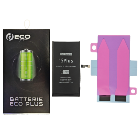 Batterie iPhone 15 Plus 3.82V/3500mAh Adhésifs Inclus 120% Plus Durable ECO Plus