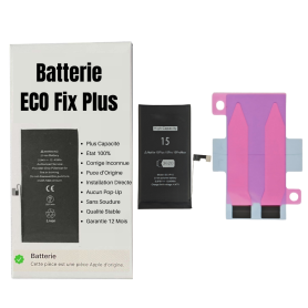 Batterie iPhone 15 (ECO Fix Plus) 130% Plus Durable - Aucun Pop-up / État 100%