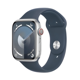 Montre Connectée Apple Watch Series 9 GPS 45mm Argent Aluminium Grade AB avec Boîte et Chargeur - Bracelet Sport Inclus