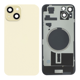 Vitre arrière, Dos - Vitre arrière iPhone 14 Plus Jaune Avec MagSafe (Grand trou) Sans Logo, prix de gros.
