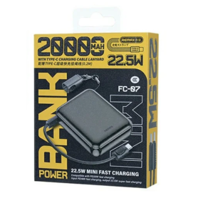 Chargeur portable, Batterie externe - Power bank avec câbles de charge rapide 22,5 W 20 000 mAh FC-07 REMAX - Gris, prix de gros