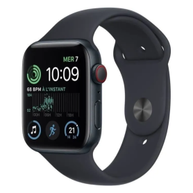 Smartwatch, Tracker d'Activité - Montre Connectée Apple Watch Series SE 2 Cellulaire 44mm Aluminium Minuit Avec Bracelet Sport S
