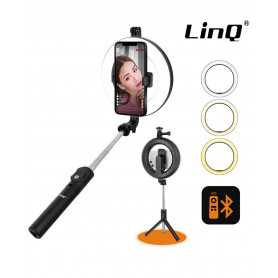 Support Selfie Smartphone Trépied avec Anneau Lumineux Bluetooth LinQ ZP9906