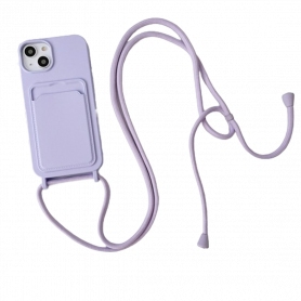 Coque en Silicone iPhone avec Porte Carte et Cordon