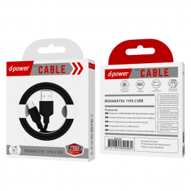 Câble USB Type-C D-power F6002 1M Noir - Charge Rapide & Haute Qualité