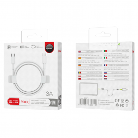 Câble Type-C à Type-C D-power F9000 1M Blanc - Transfert Rapide et Fiable pour Tous Vos Appareils
