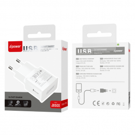 Adaptateur Secteur USB D-power J8500 Blanc - Charge Rapide et Fiable pour Tous Vos Appareils