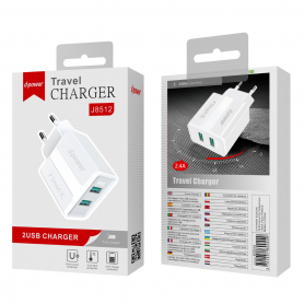 Adaptateur Secteur USB 2 Ports 2.4A D-power J8512 Blanc - Chargement Rapide et Efficace