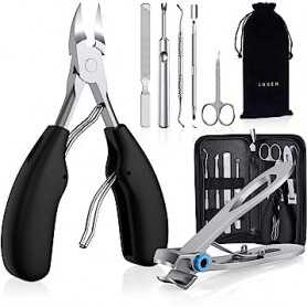 Ensemble de coupe-ongles professionnels INXEN 7 pcs pour ongles épais et incarnés - Noir(Reconditionné)
