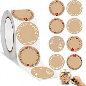 Autocollants en Papier Kraft pour Noël - 500 pcs pour Emballages Cadeaux et Décoration de la Maison(Reconditionné)