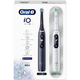 Brosse à dents électrique Oral-B iO Série 8, pack double avec 2 têtes de brosse et étui de voyage(Reconditionné)