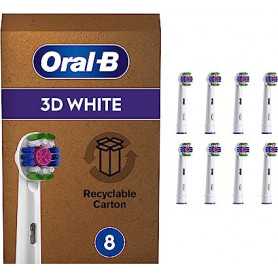 Pack de 8 têtes de brosse à dents électrique Oral-B 3D White avec technologie CleanMaximiser(Reconditionné)