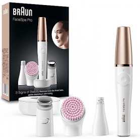 Épilateur électrique et brosse nettoyante tout-en-un pour femme - Braun FaceSpa Pro(Reconditionné)