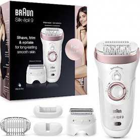 Épilateur Braun Silk-épil 9 pour femmes avec accessoires de rasage et de coupe(Reconditionné)