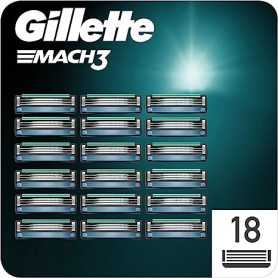 Recharges de Lames de Rasoir Gillette Mach3 - 18 unités en acier(Reconditionné)