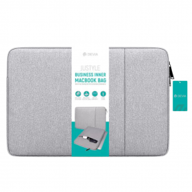Sac Intérieur pour MacBook & PC 13.3" à 15.4" - Devia Justyle Business Gris Clair - Élegance et Protection