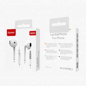 Ecouteurs Kit Main Libre Jack D-power K6052 Blanc - Qualité Sonore Exceptionnelle
