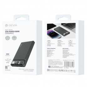 Power Bank 10000 mAh DEVIA Smart Series 12W Noir Rechargez Vos Appareils Rapidement et en Toute Sécurité