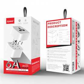 Adaptateur Kit de Voyage EU-UK-US-AU-CN - D-power J8523 - Blanc