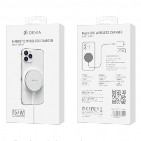 Chargeur MagSafe Devia Smart Série 15W 3A 1M Blanc - Performances Rapides et Design Élégant