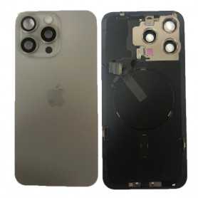 Vitre Cache Arrière iPhone 15 Pro Titane Naturel (Original Démonté) - Grade A