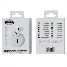 Écouteurs Bluetooth D-Power K6203/A8 - Son Haute Qualité - Blanc