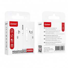 Ecouteurs Kit Main Libre D-power K6093 - Jack 3.5mm - Blanc