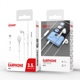 Ecouteurs Kit Main Libre Jack 3.5mm D-power K6012 Blanc - Son Clair et Confort Optimal