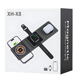 Station de Charge Magnétique XH-X8 - Double Chargeur sans Fil Noir 69 caractères