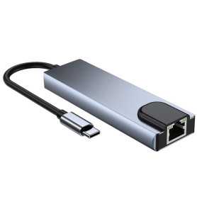 Hub Multifonction Type-C 5-en-1: HDMI, LAN, 2 Ports USB 3.0, Type-C