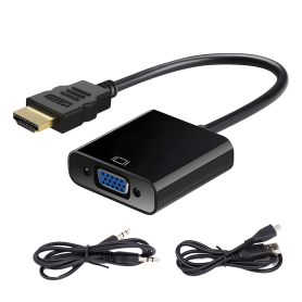 Adaptateur HDTV-VGA avec Cable Audio & d'Alimentation USB 25cm Noir